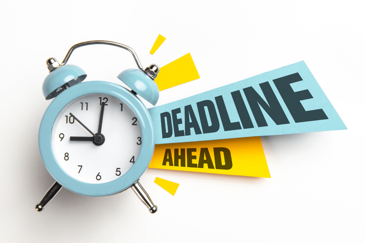 deadline ahead with an alarm clock