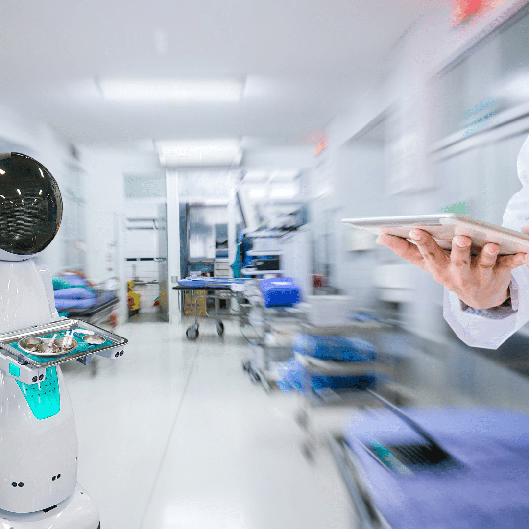 doctor using tablet in medical room