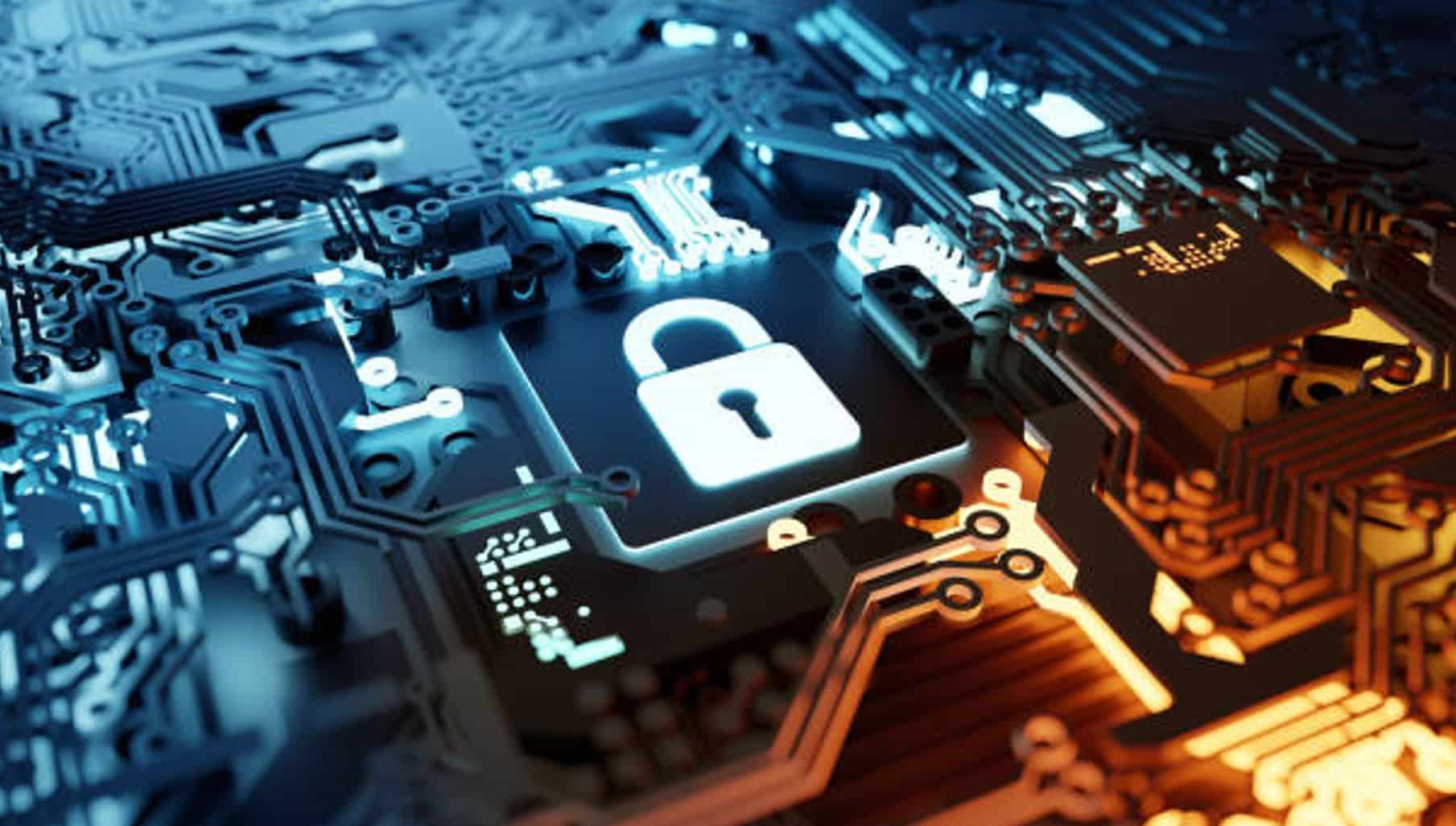 lock icon on part of a microchip