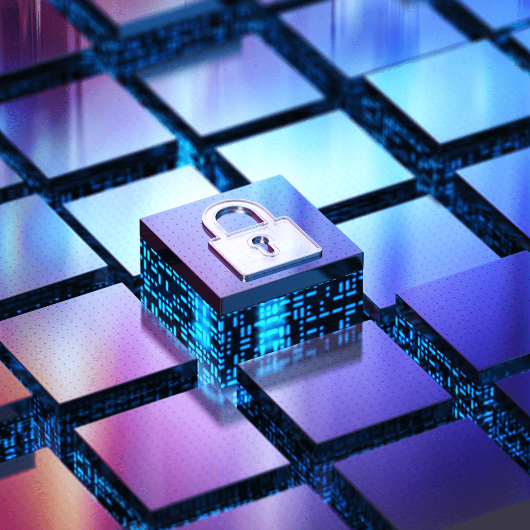 cube with lock icon rising above the others