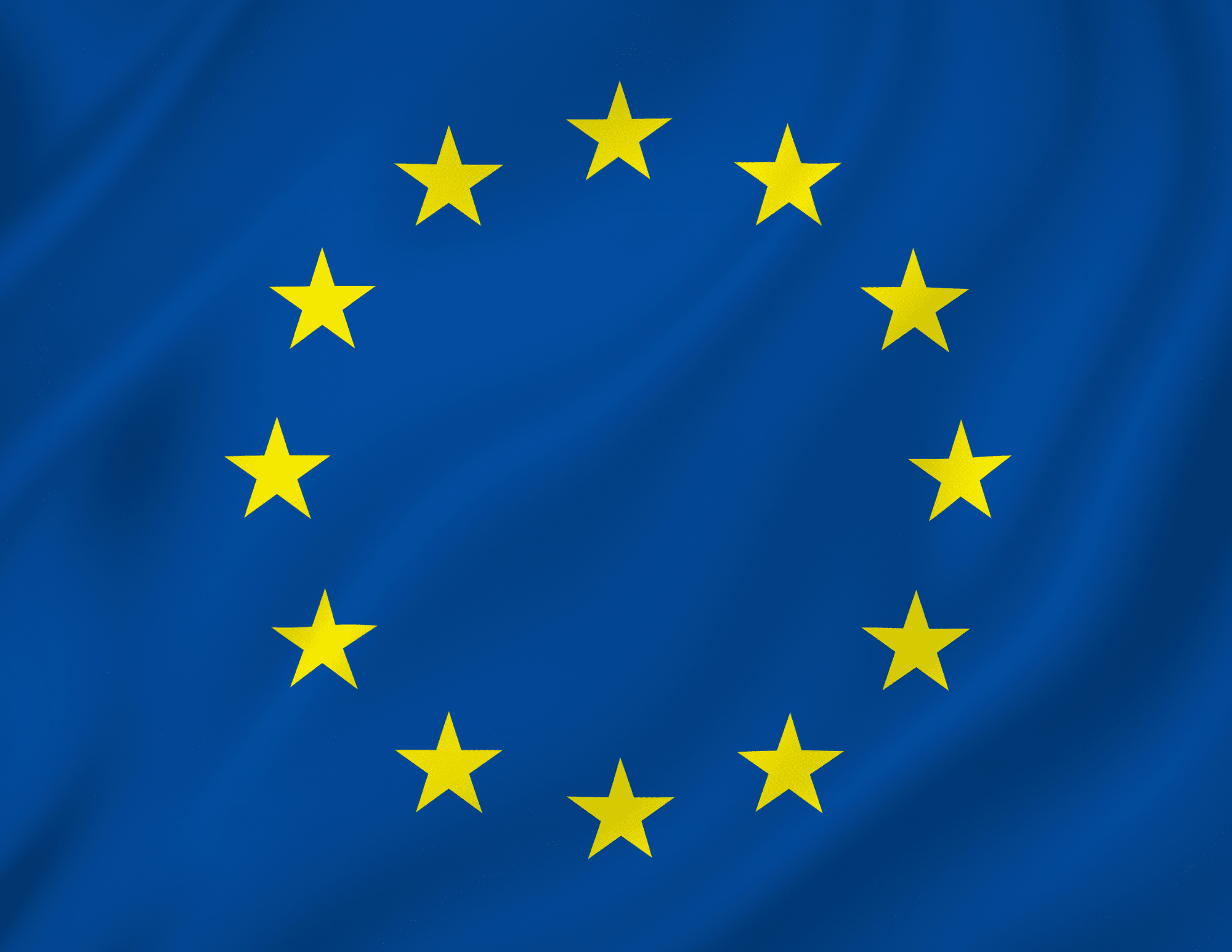 European Union flag yellow stars in a circle over blue