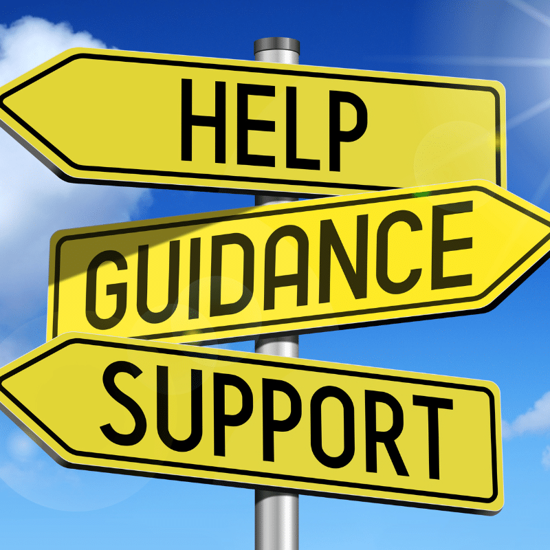 way finding signs pointing to help, guidance, and support