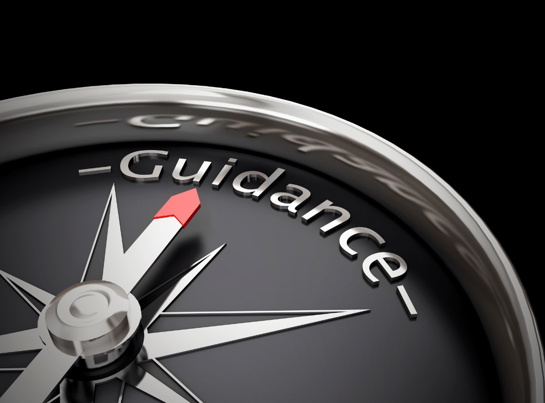 compass pointing north to guidance