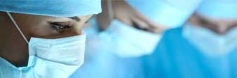 close-up of masked doctors