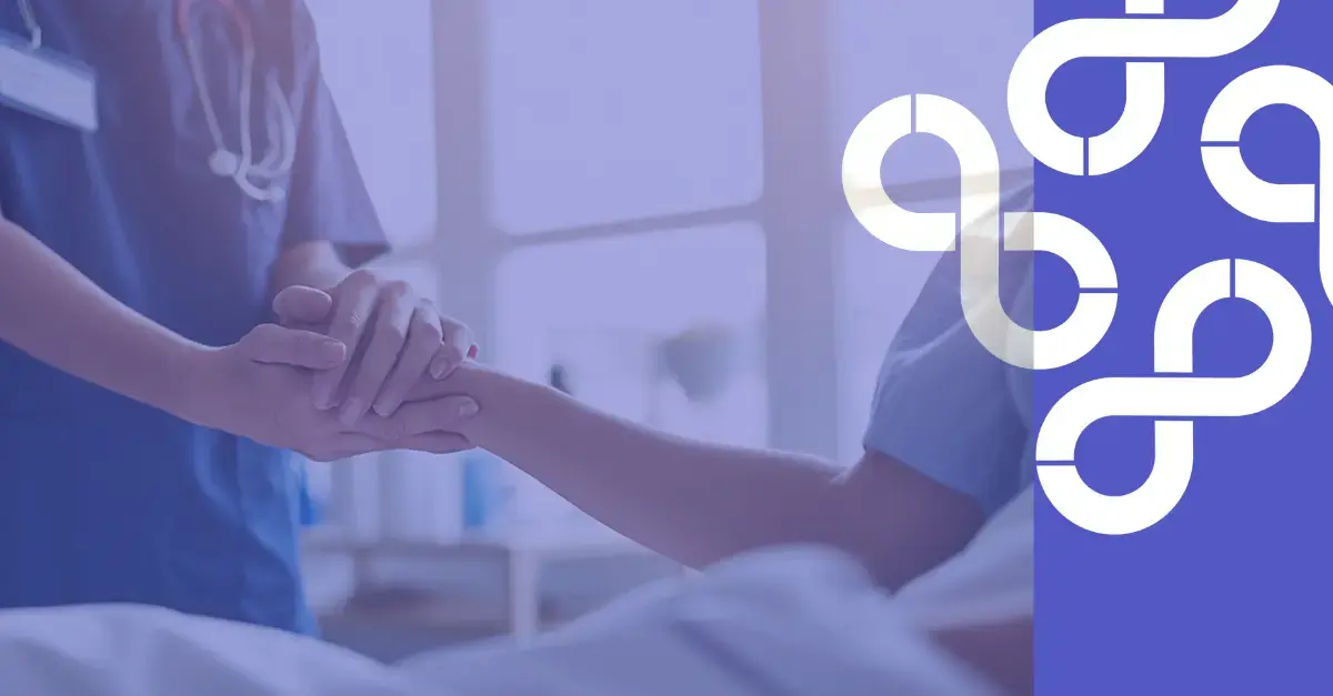 doctor holding patient's hand with Medicept logo in top corner